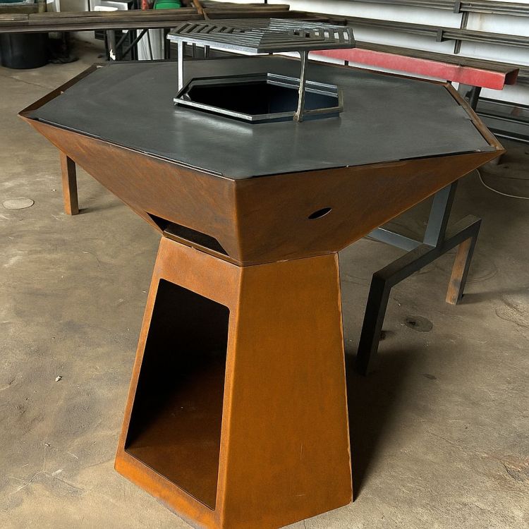 Fabrication de brasero acier corten a Brindas