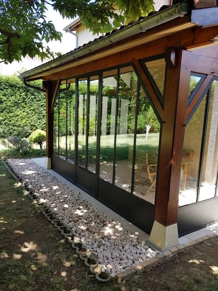 fabrication et pose d'une véranda acier Lyon double vitrage