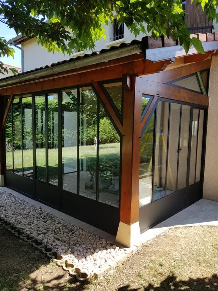fabrication et pose d'une véranda acier Lyon double vitrage